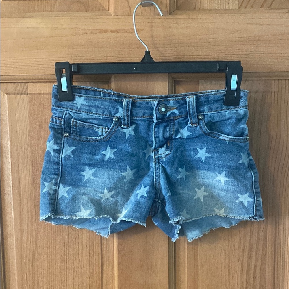 Klip Size 10 Girl's Jean Shorts Blue Star-Patterned Denim Shorts